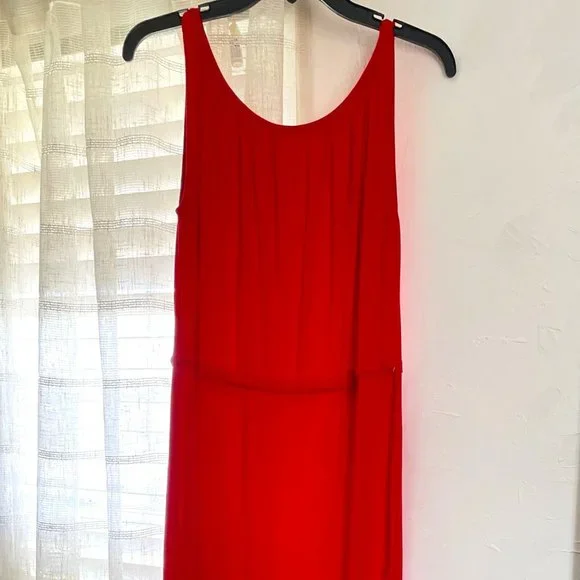 white christmas dresses PREMIUM COTTON SLEEVELESS MIDI DRESS in DARK RED